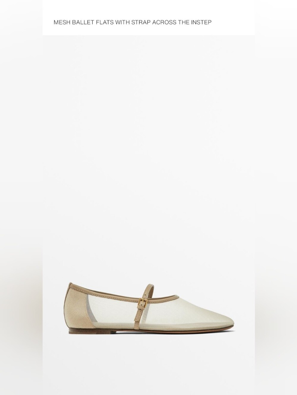 Massimo Dutti Cream and Tan Mesh Mary Jane Flats Size 41 /US 10